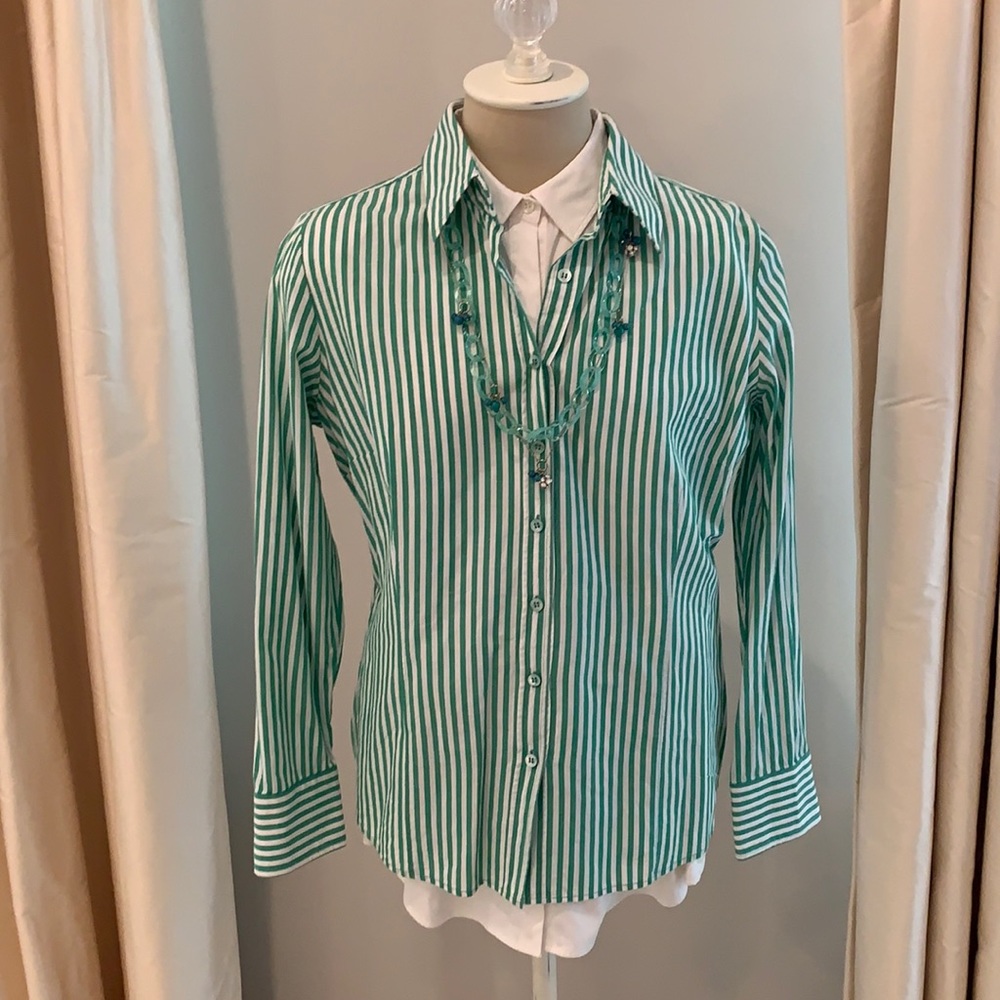 LAST CALL 2-days left Escada blouse green stripe